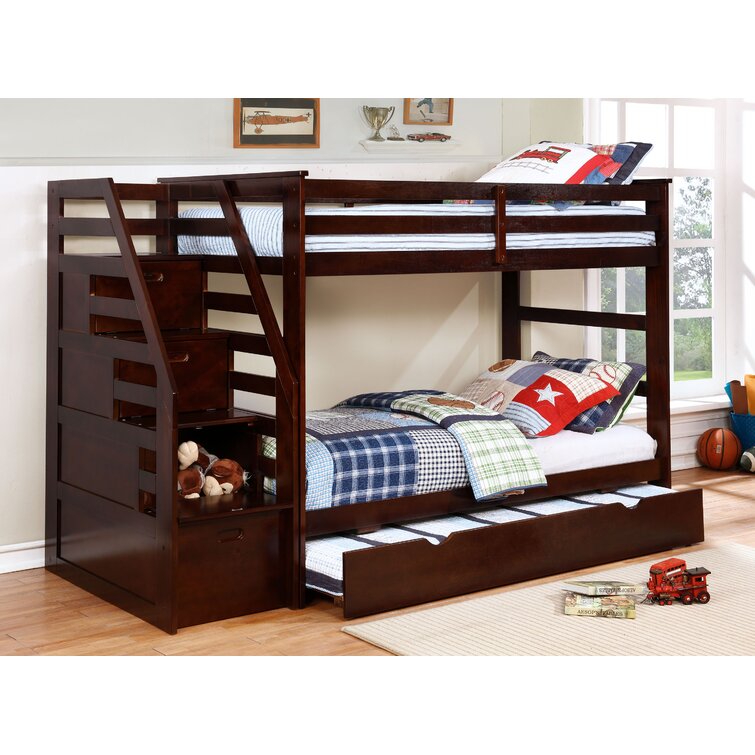 Harriet Bee Badagliacca Twin Over Twin Solid Wood Bunk Bed with